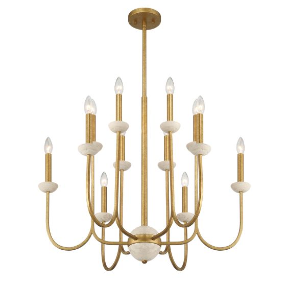 Winslow 12 LT Chandelier in Antique Gold