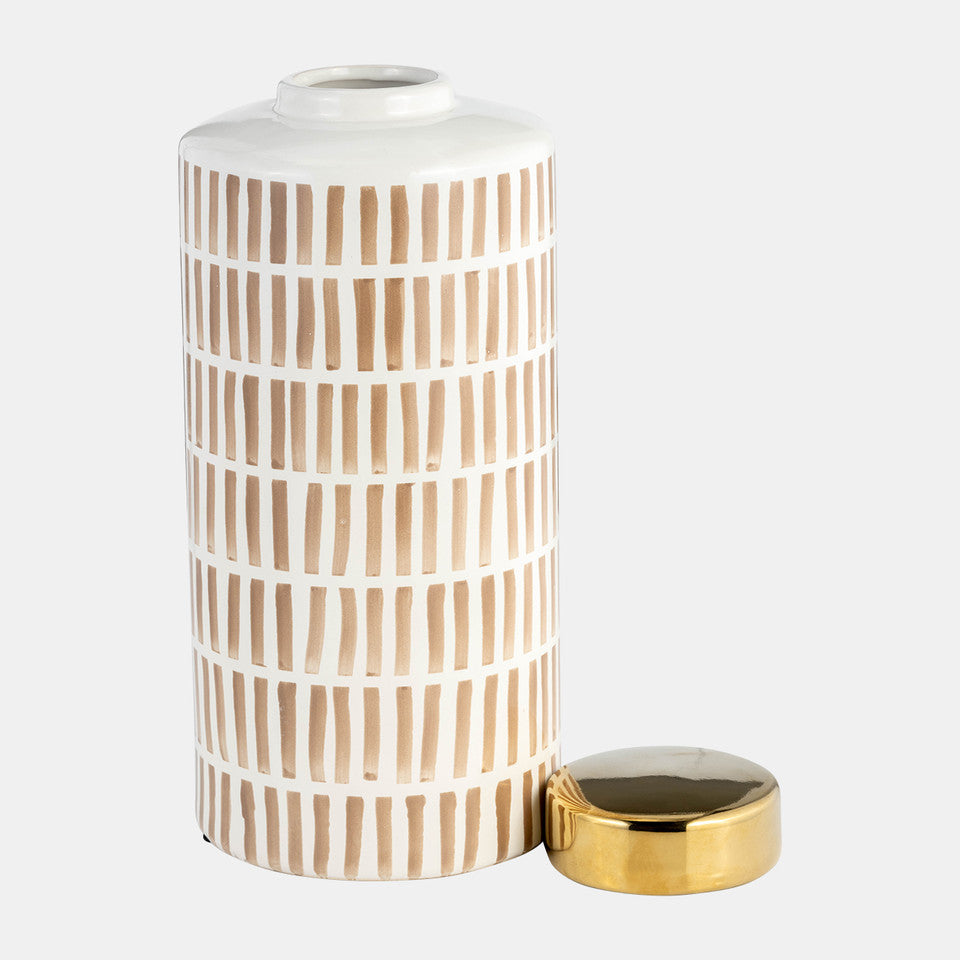 Tan Jar with Gold Lid