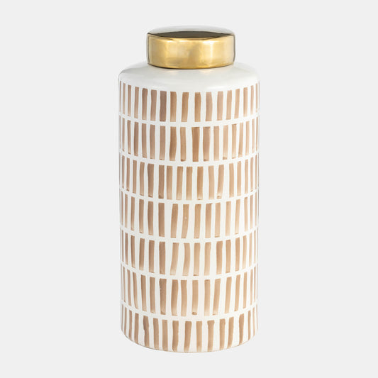 Tan Jar with Gold Lid