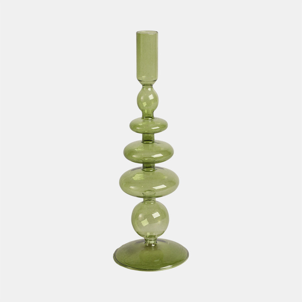 Olive Glass Taper Candle Holder