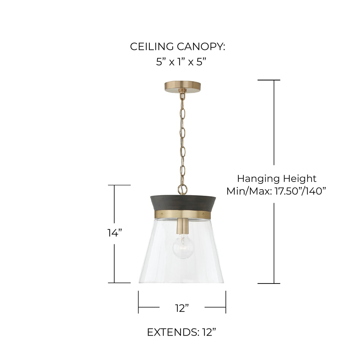 Finn Pendant in Black Stain/Matte Brass