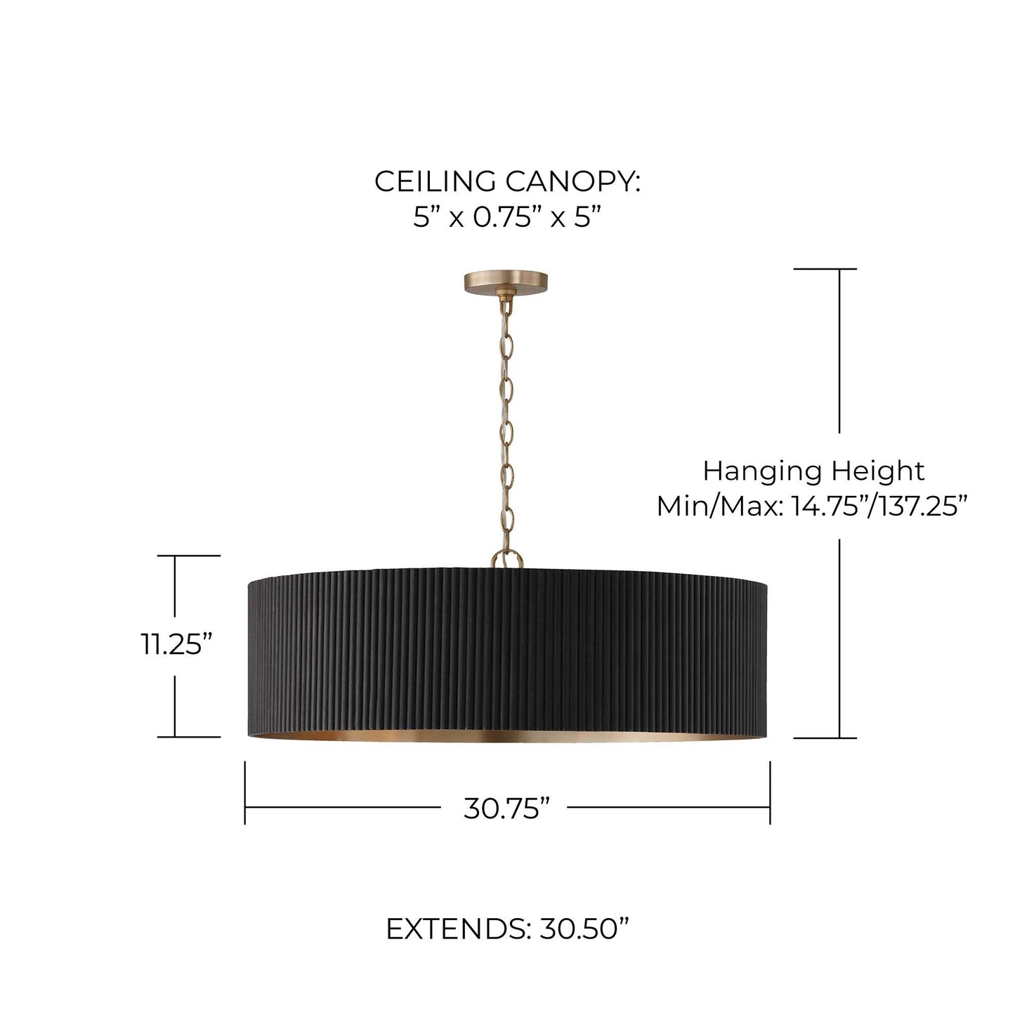 Donovan Chandelier in Black Stain/Matte Brass