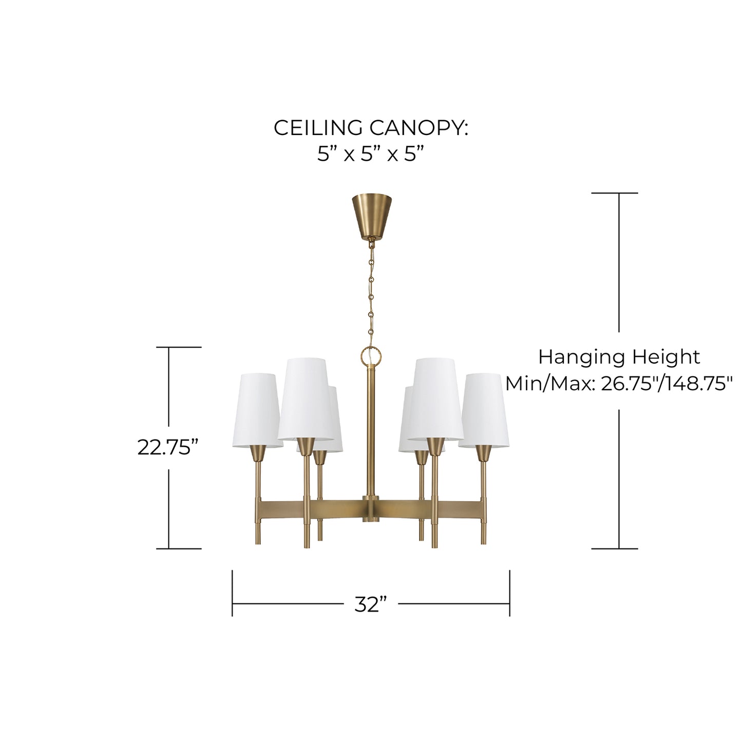 Leland Medium Chandelier in Aged Brass
