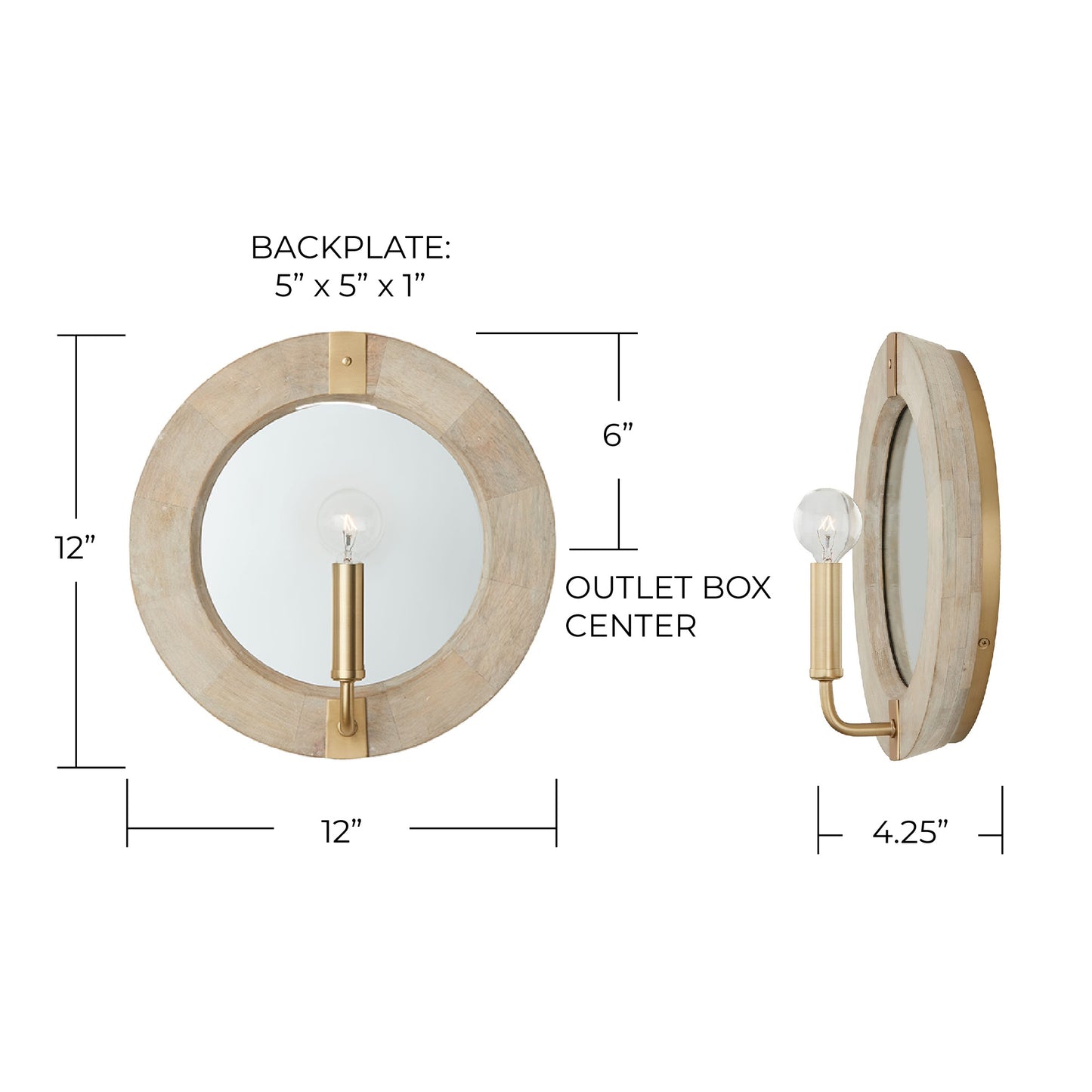 Finn Wall Sconce in White Wash/Matte Brass