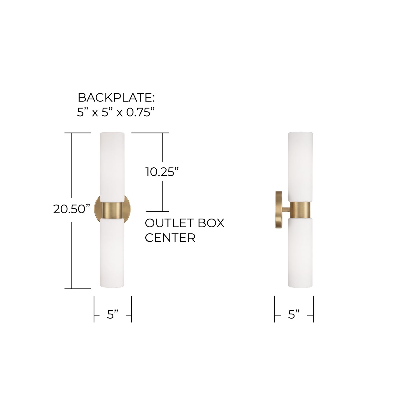 Theo Dual Sconce in Aged Brass