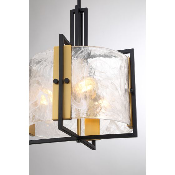 Orion 3 LT Pendant in Matte Black with Warm Brass