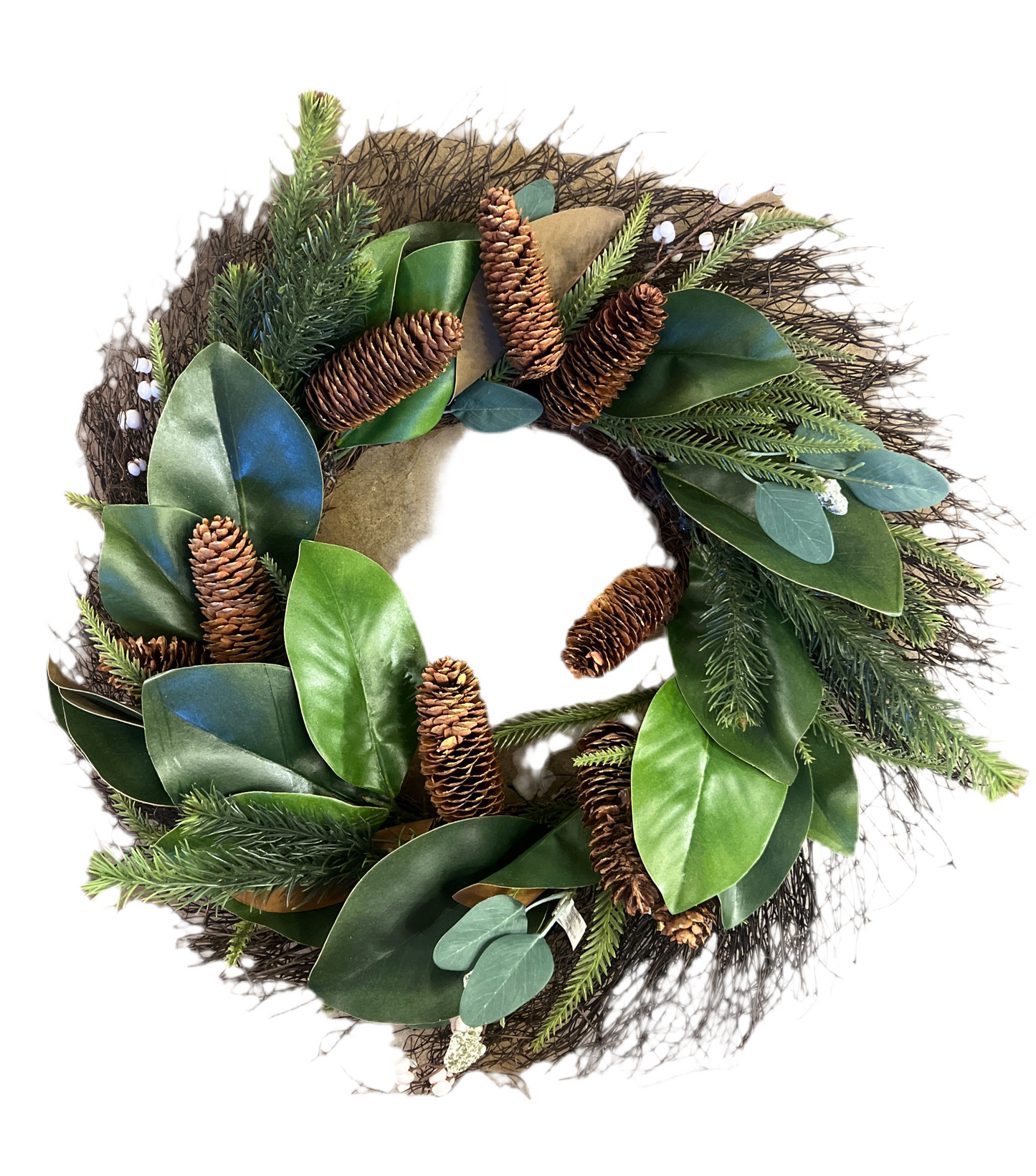 Magnolia Leaf and Snow Berry Wreath