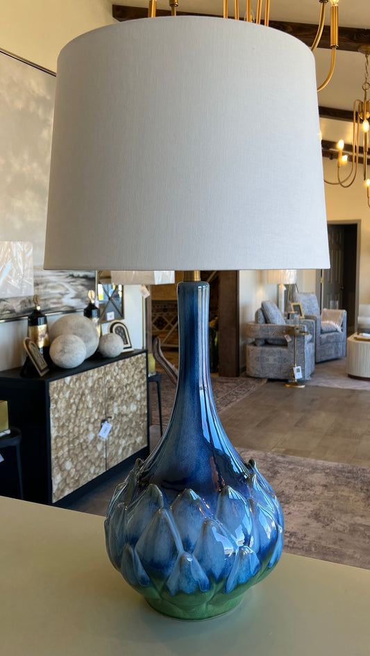 Blue and Green Ceramic Petal Lamp