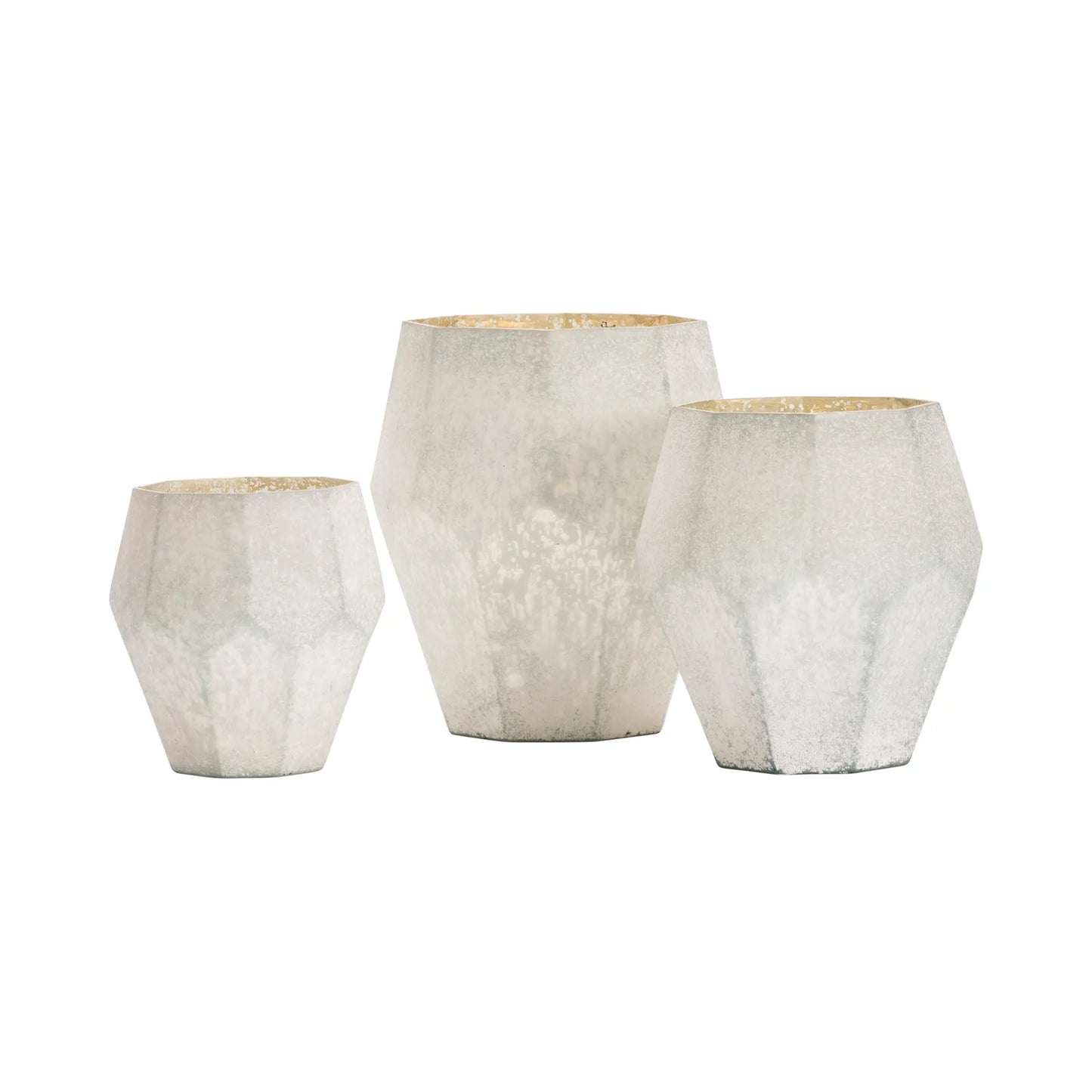 Octagonal Glass and Brass Vase
