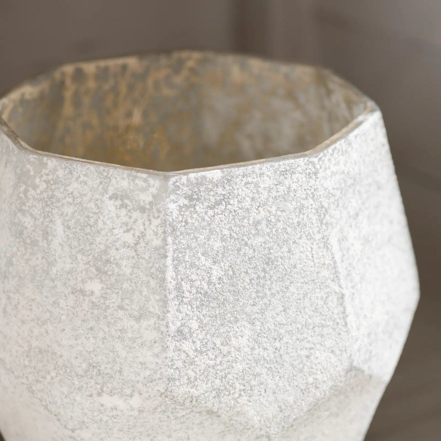 Octagonal Glass and Brass Vase