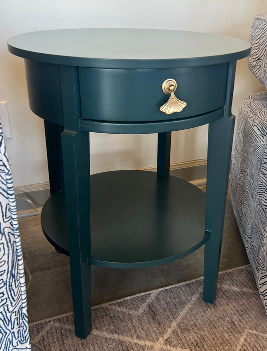 Blue-Green Side Table with Gold Pull