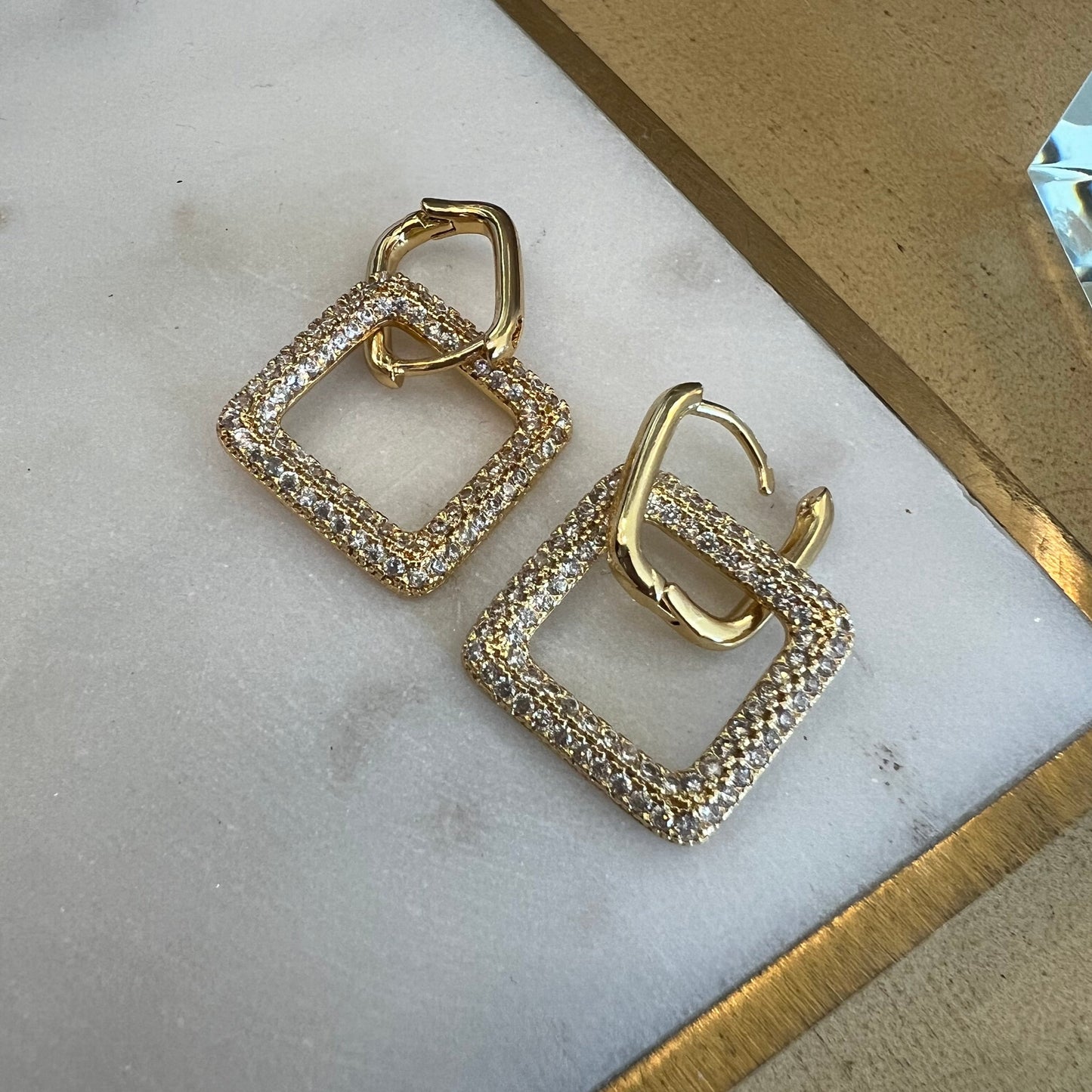 Square Crystal Bottom Earrings