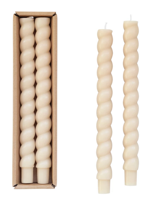 Twist Taper Candle Set of 2 - Cream