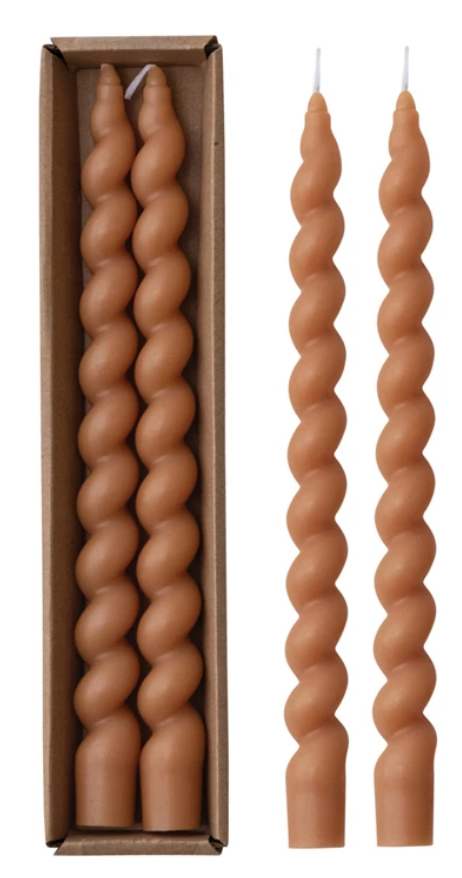 Twist Taper Candle Set of 2 - Rust