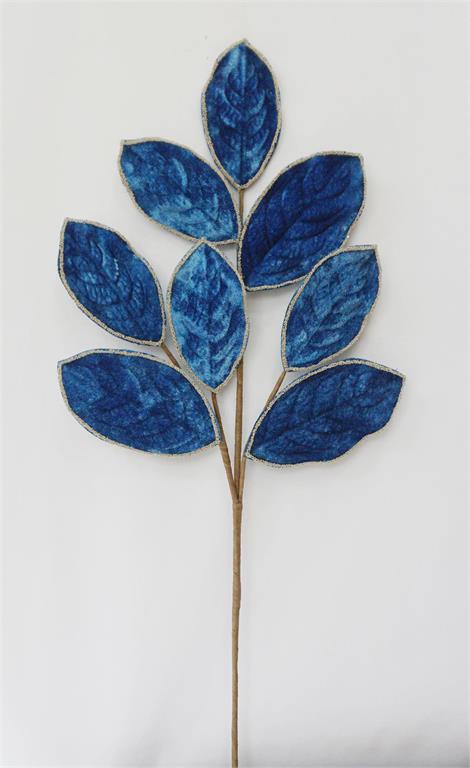 Velvet Magnolia Leaf Spray-Blue