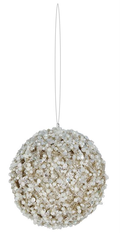 Ball Ornament with Pearls-Champagne