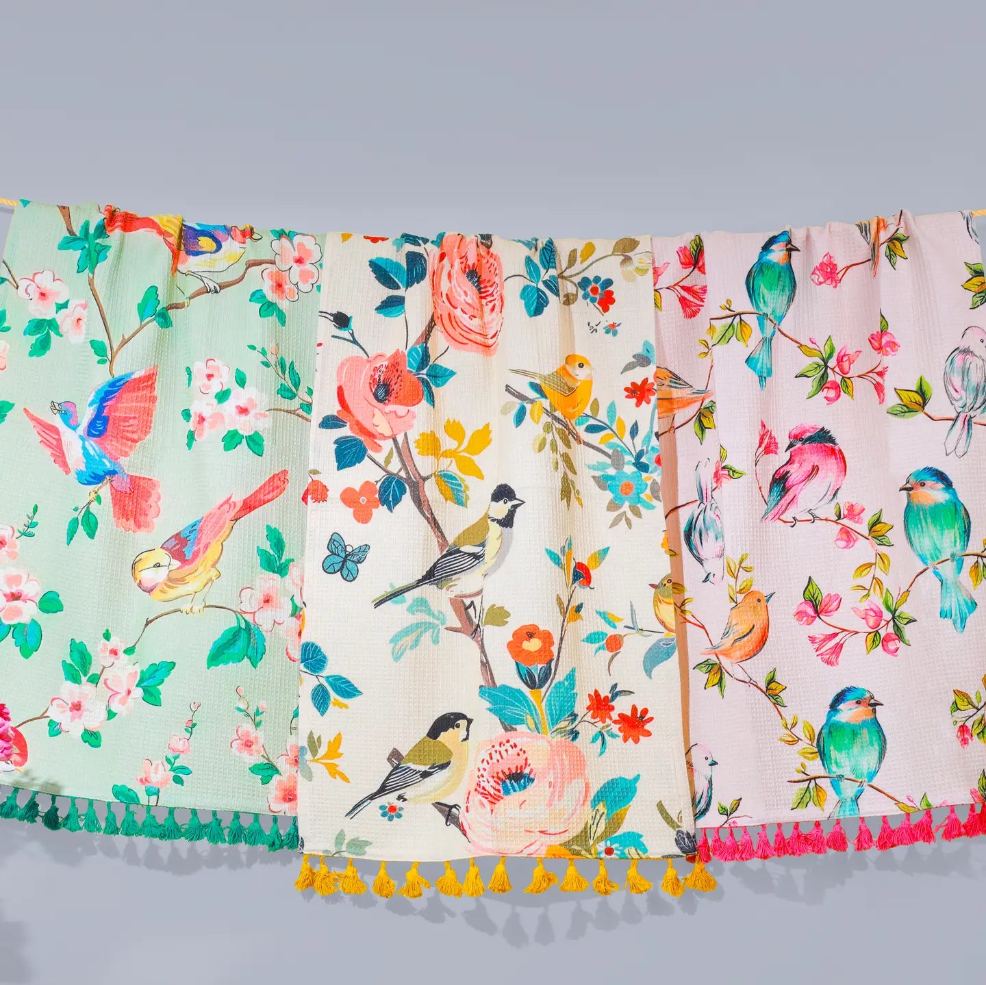 Green Avian Bloom Tea Towel