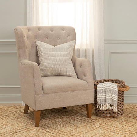 Gray/Natural Patterned Throw Pillow