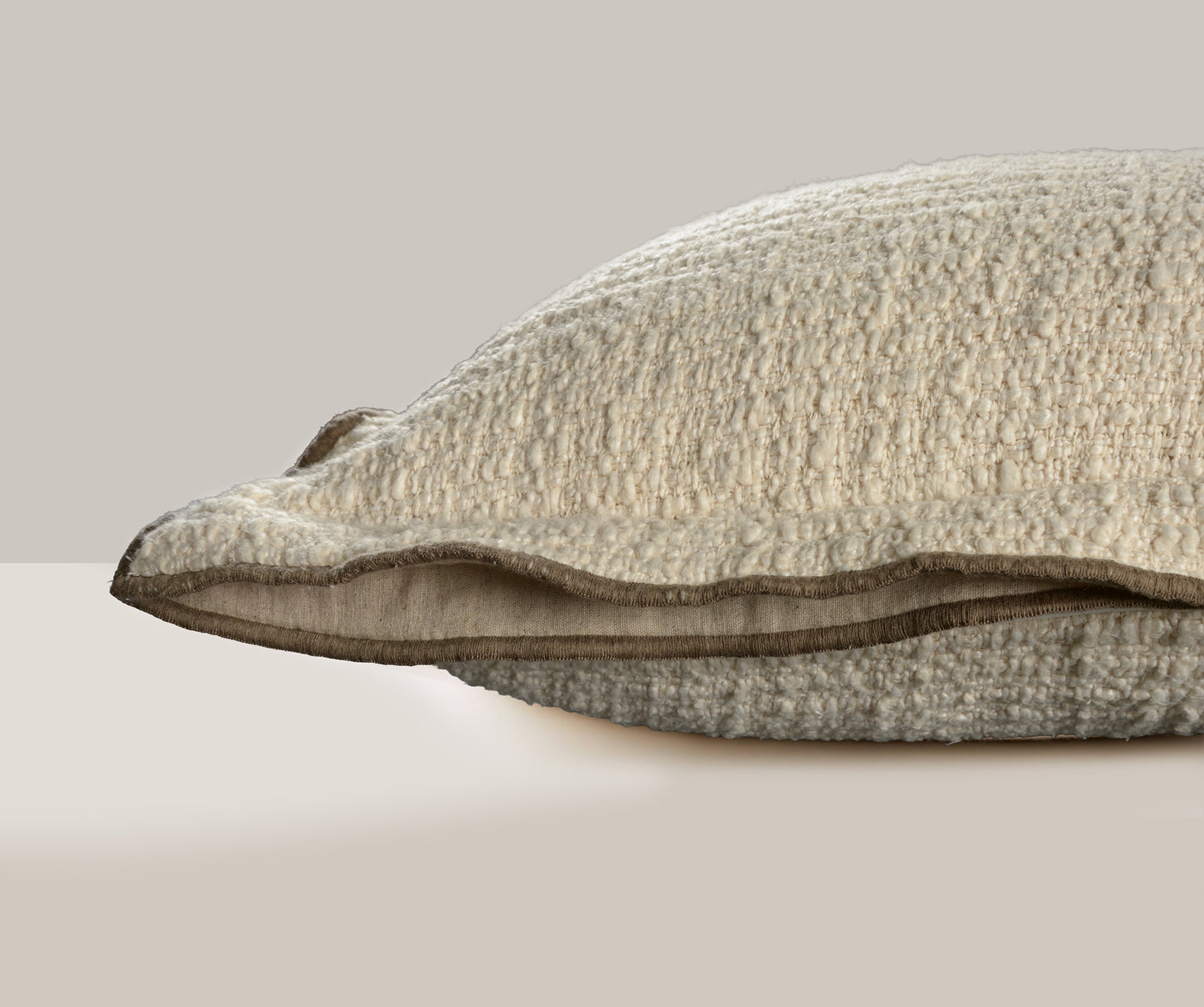 Cream and Brown Flange Edge Pillow