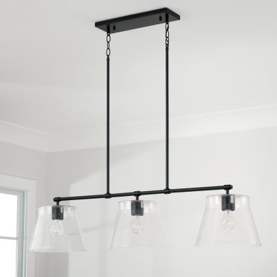 Baker Linear Chandelier 3 LT in Matte Black