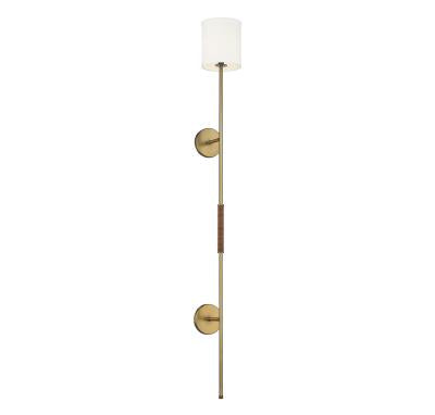 Melbourne Sconce in Natural Brass with Leather Accent