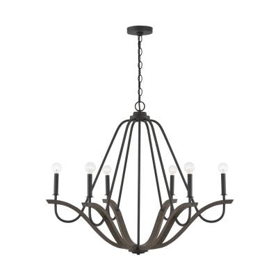 Clive Chandelier 6 LT in Carbon Grey and Black Iron