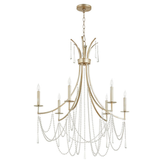 Malin Chandelier 6 LT in Aged Silver