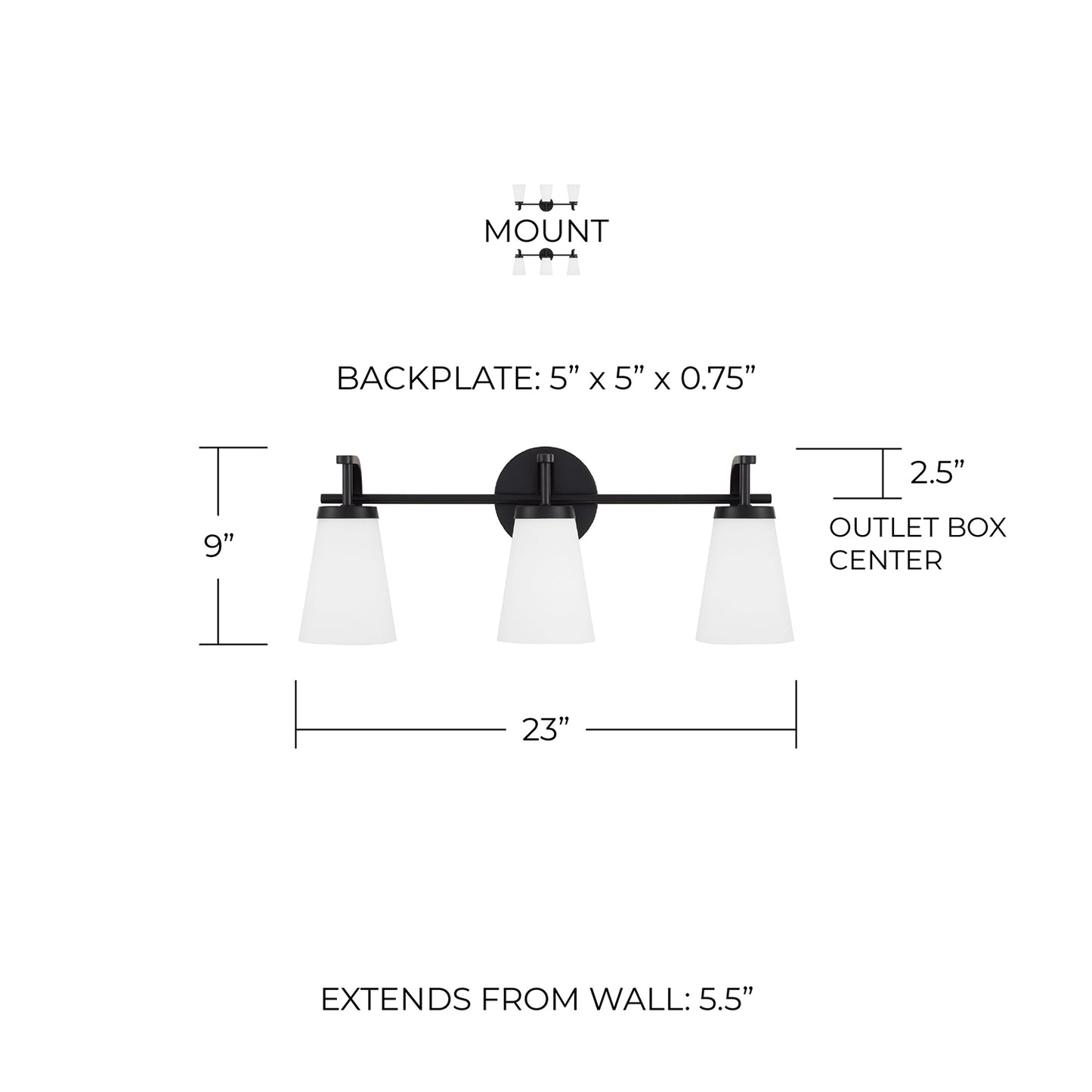 Drake 3-Light Vanity in Matte Black