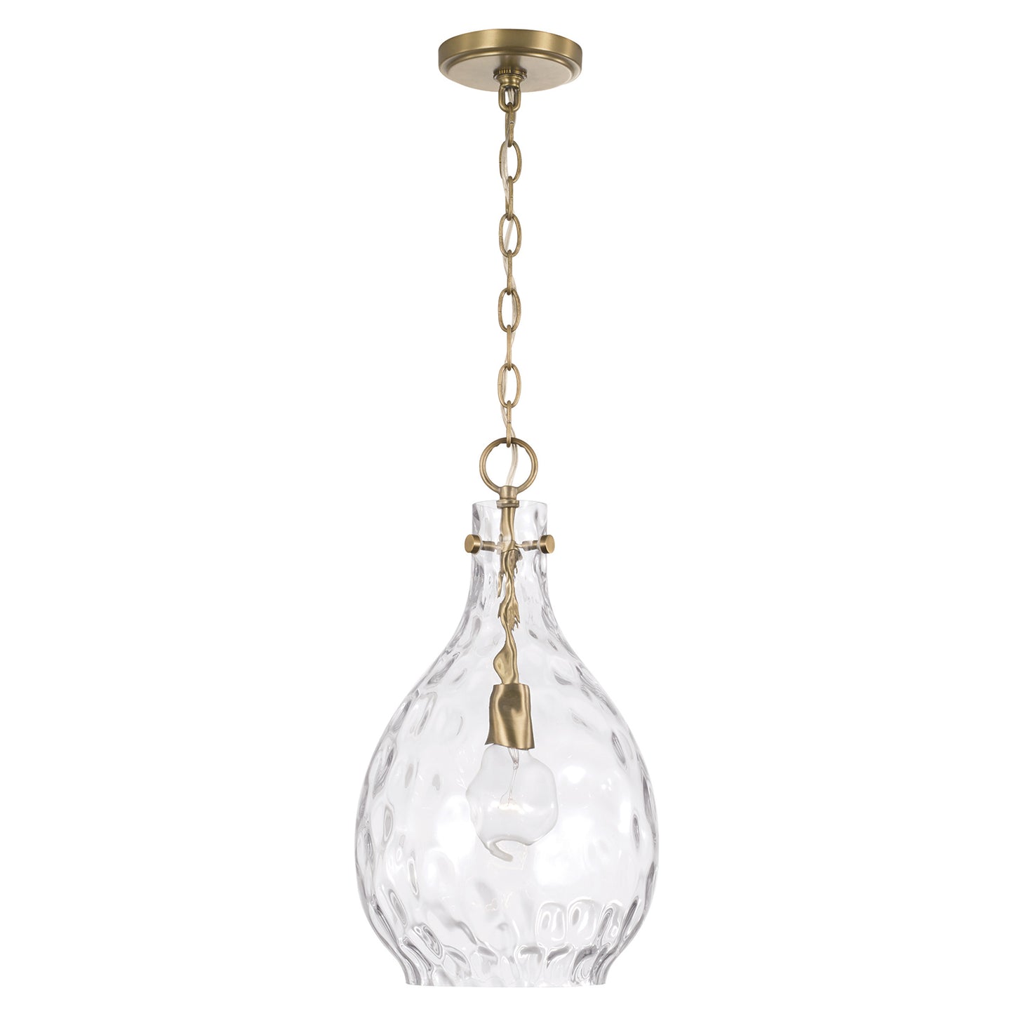 Brentwood Water Glass Pendant in Aged Brass