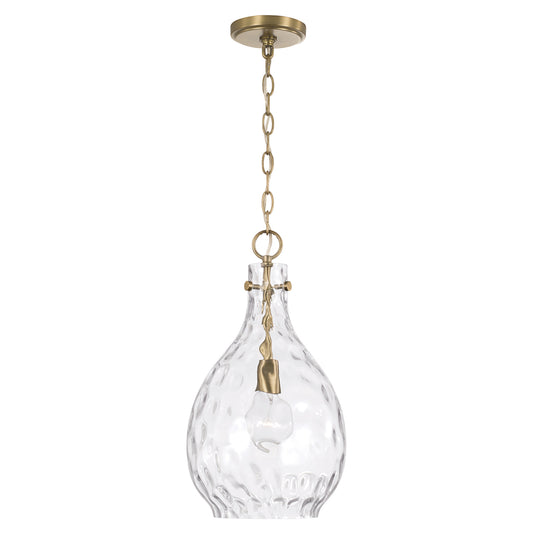 Brentwood Water Glass Pendant in Aged Brass