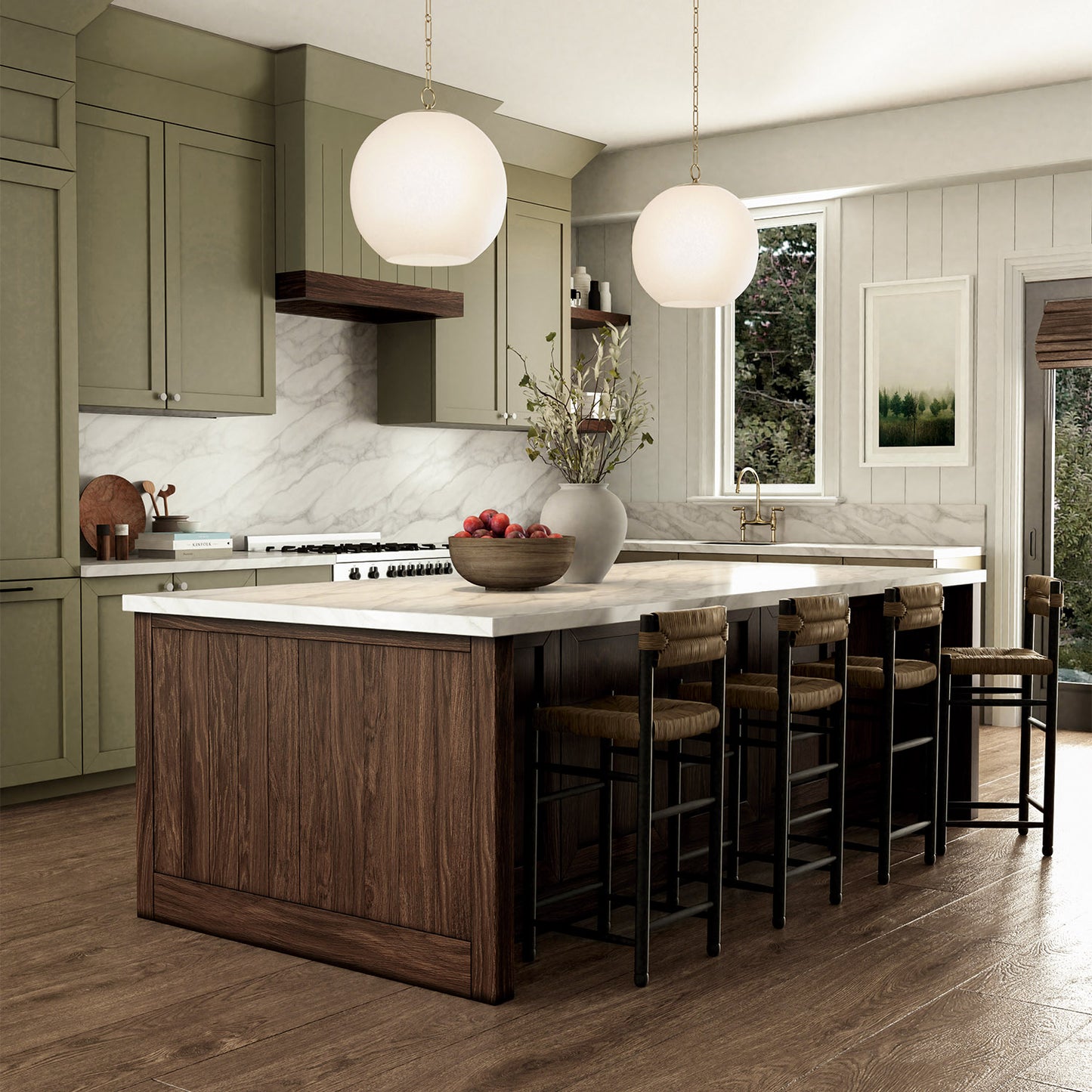 Cleo Globe Pendant in Matte Brass