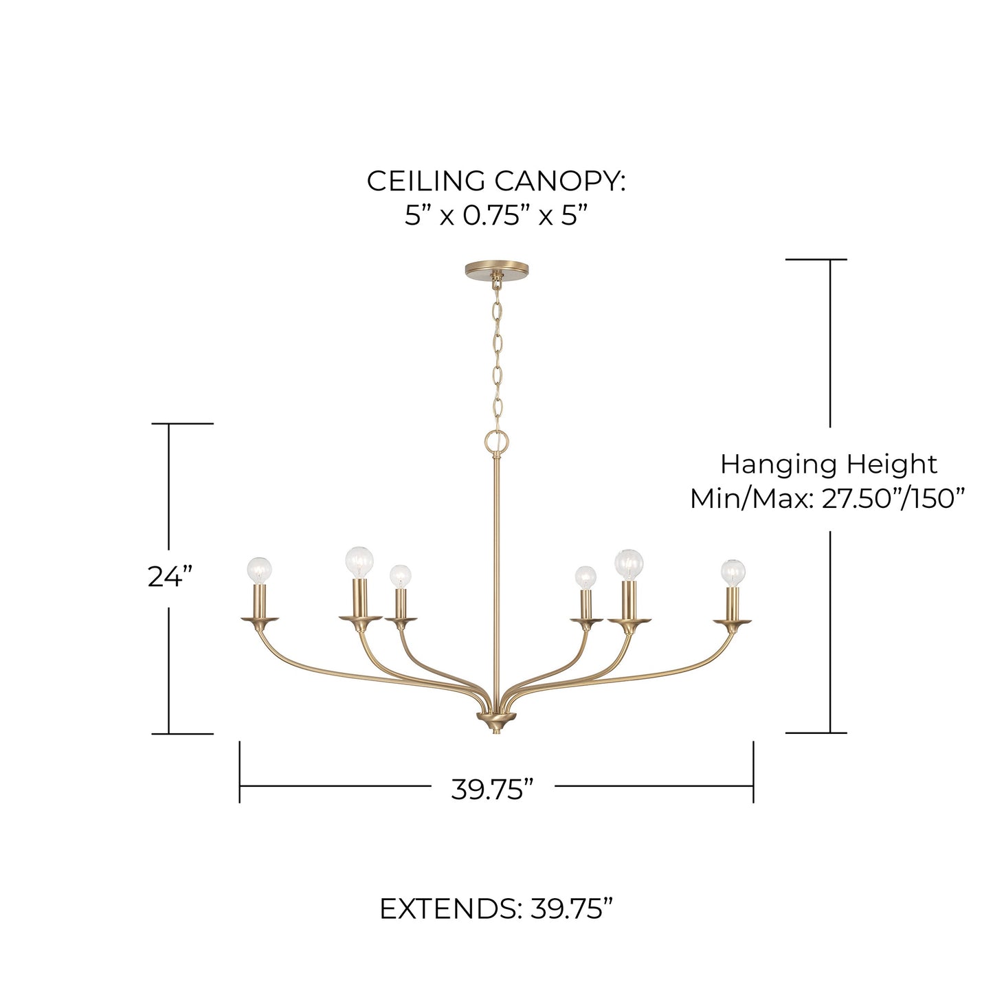 Dolan Large Chandelier in Matte Brass