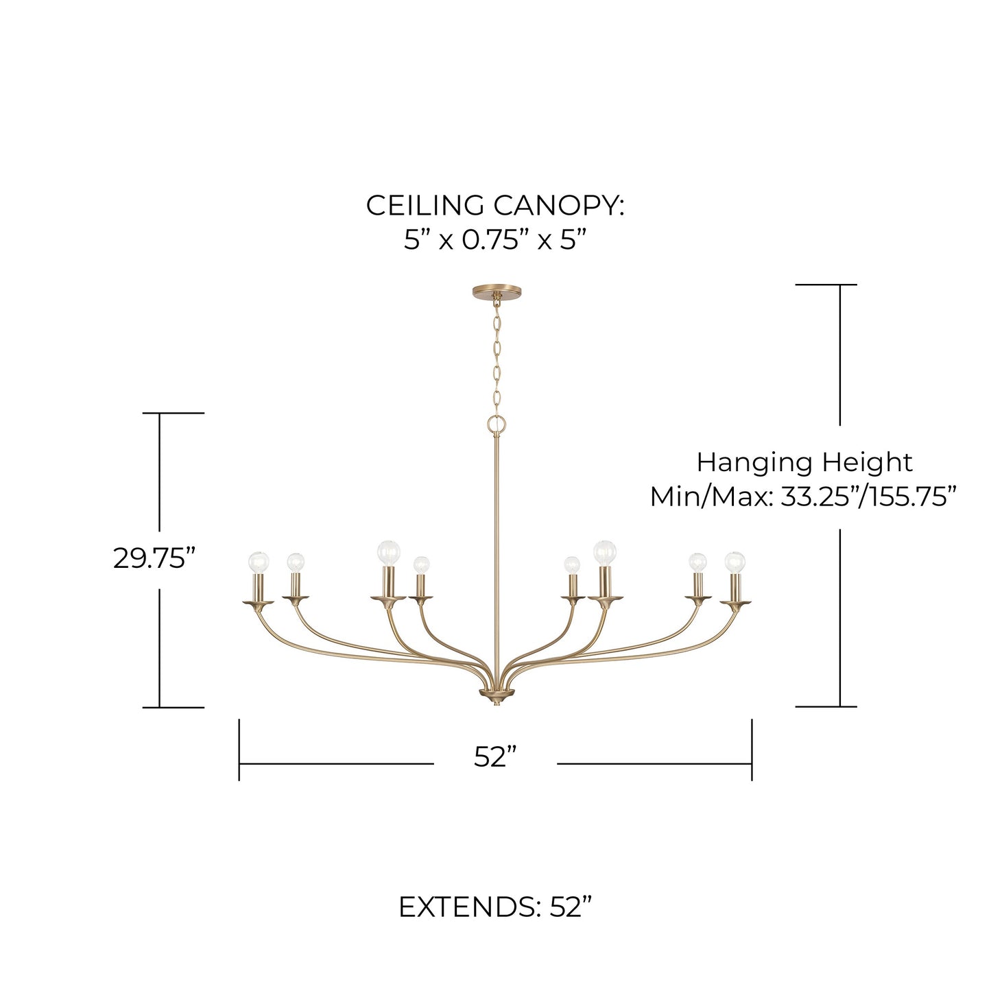 Dolan Grand Chandelier in Matte Brass