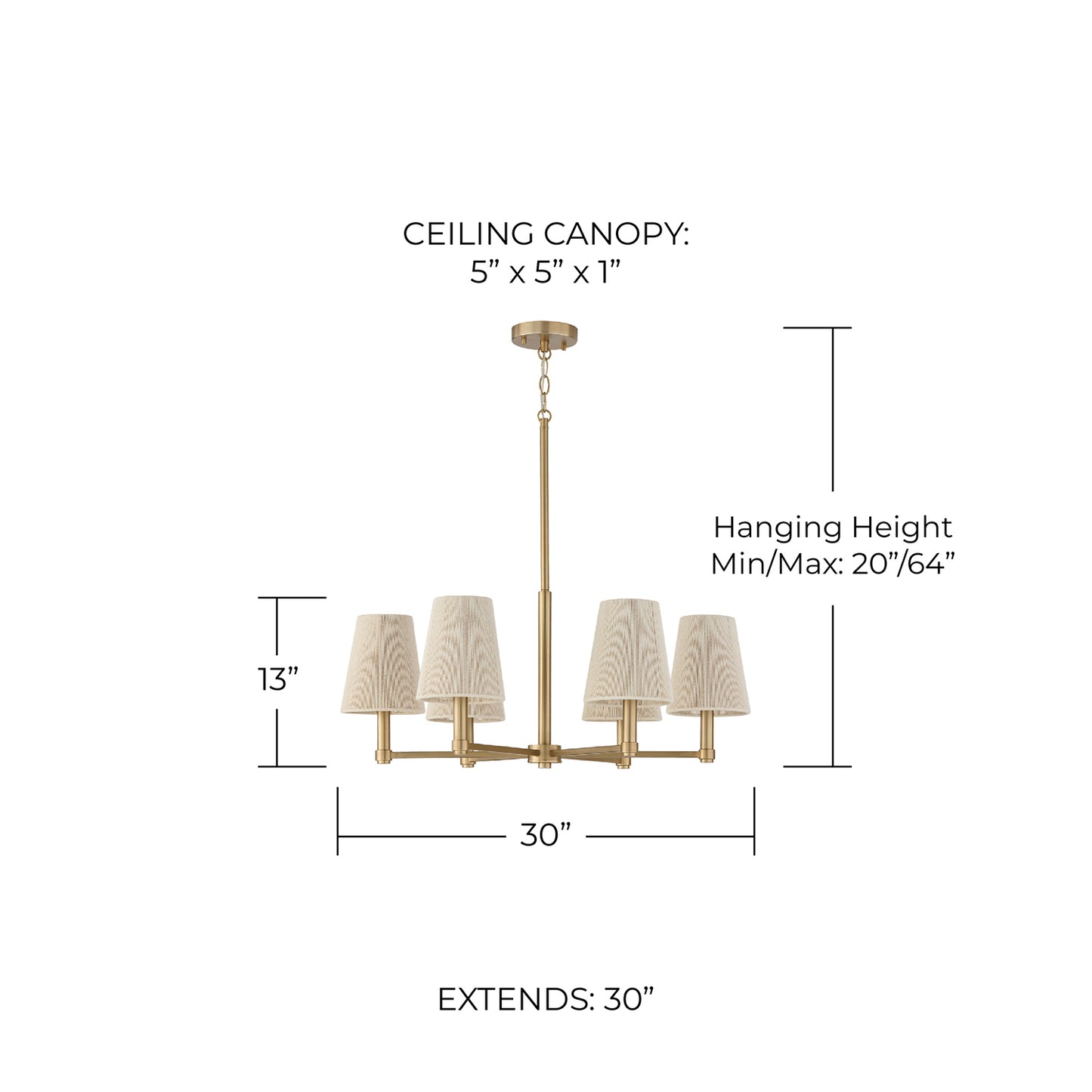 Mira Medium Chandelier in Matte Brass