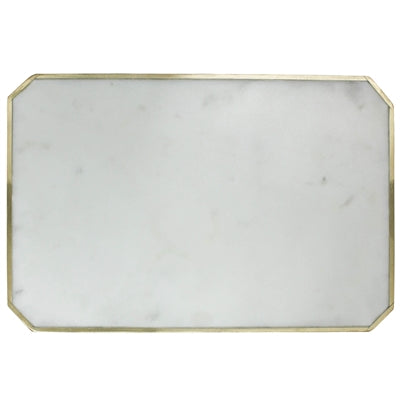 LOREN PLATTER WITH BRASS EDGE, MARBLE - RECTANGLE