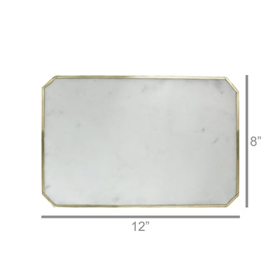 LOREN PLATTER WITH BRASS EDGE, MARBLE - RECTANGLE