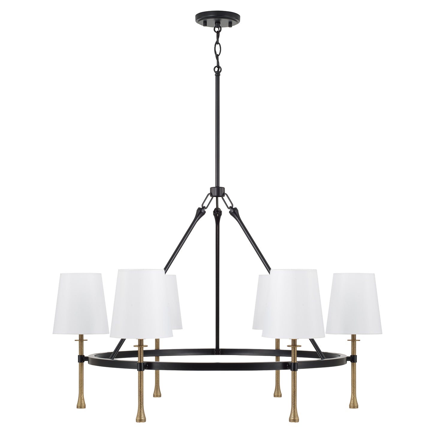 Hollis Large Chandelier in Matte Black/Hammered Gold