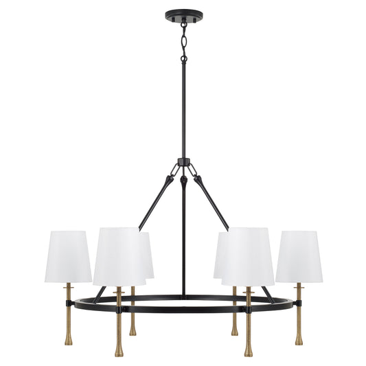 Hollis Large Chandelier in Matte Black/Hammered Gold