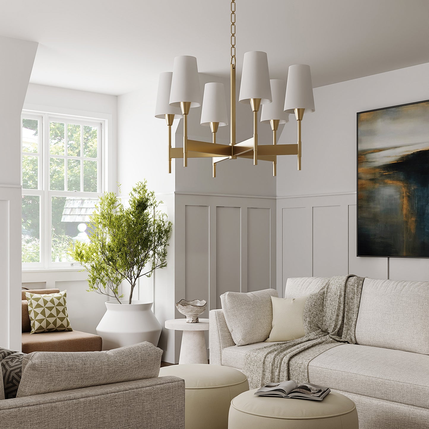 Leland Medium Chandelier in Aged Brass