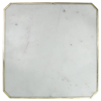 LOREN PLATTER WITH BRASS EDGE, MARBLE - SQUARE