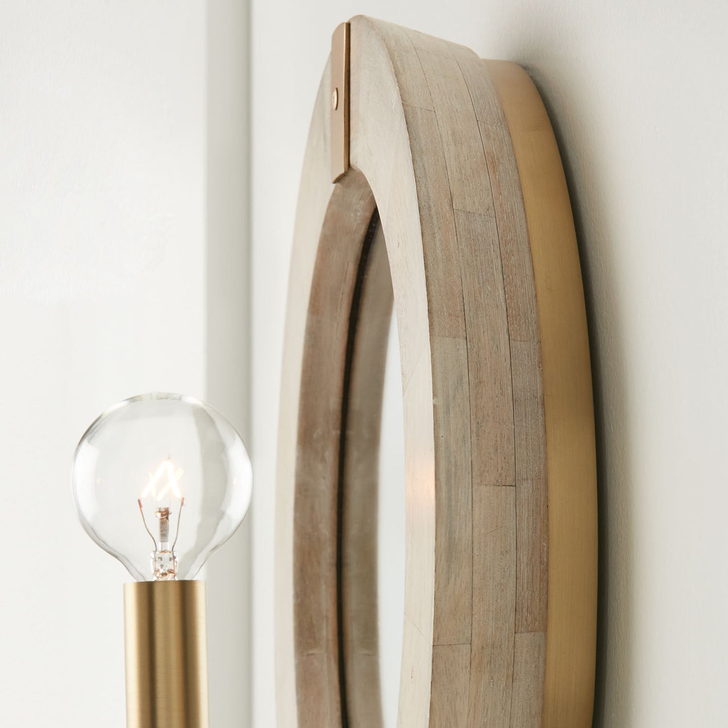 Finn Wall Sconce in White Wash/Matte Brass
