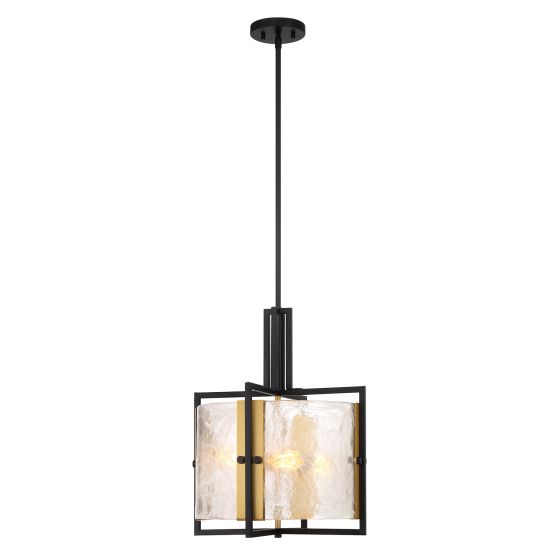 Orion 3 LT Pendant in Matte Black with Warm Brass