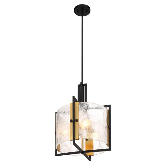 Orion 3 LT Pendant in Matte Black with Warm Brass