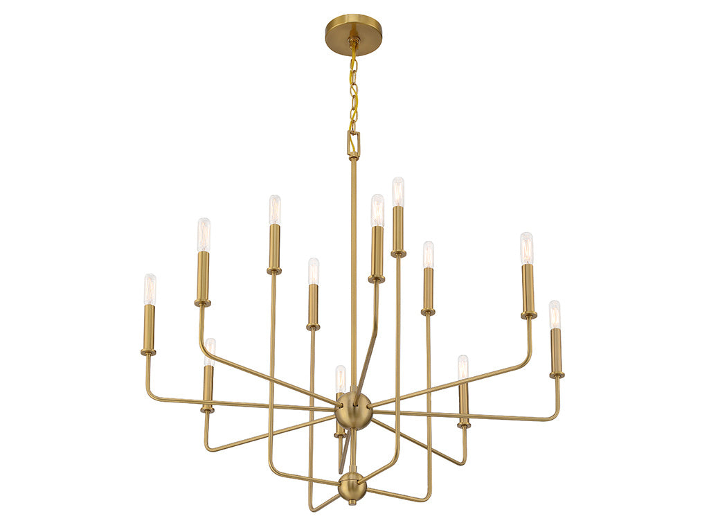 Avondale 12-Light Chandelier in Warm Brass