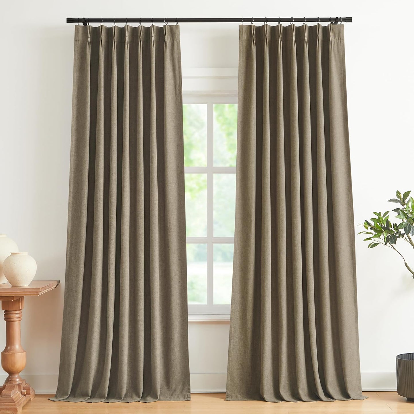 Cafe Brown Pinch Pleat Blackout Curtains