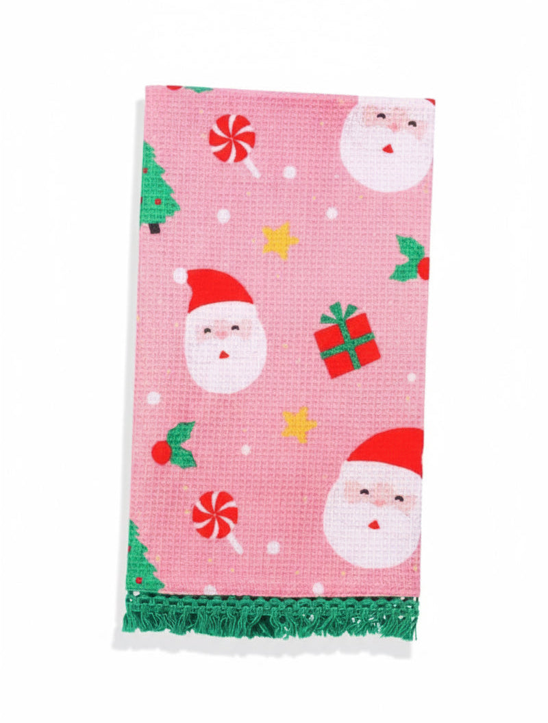 Pink Santa Tea Towel