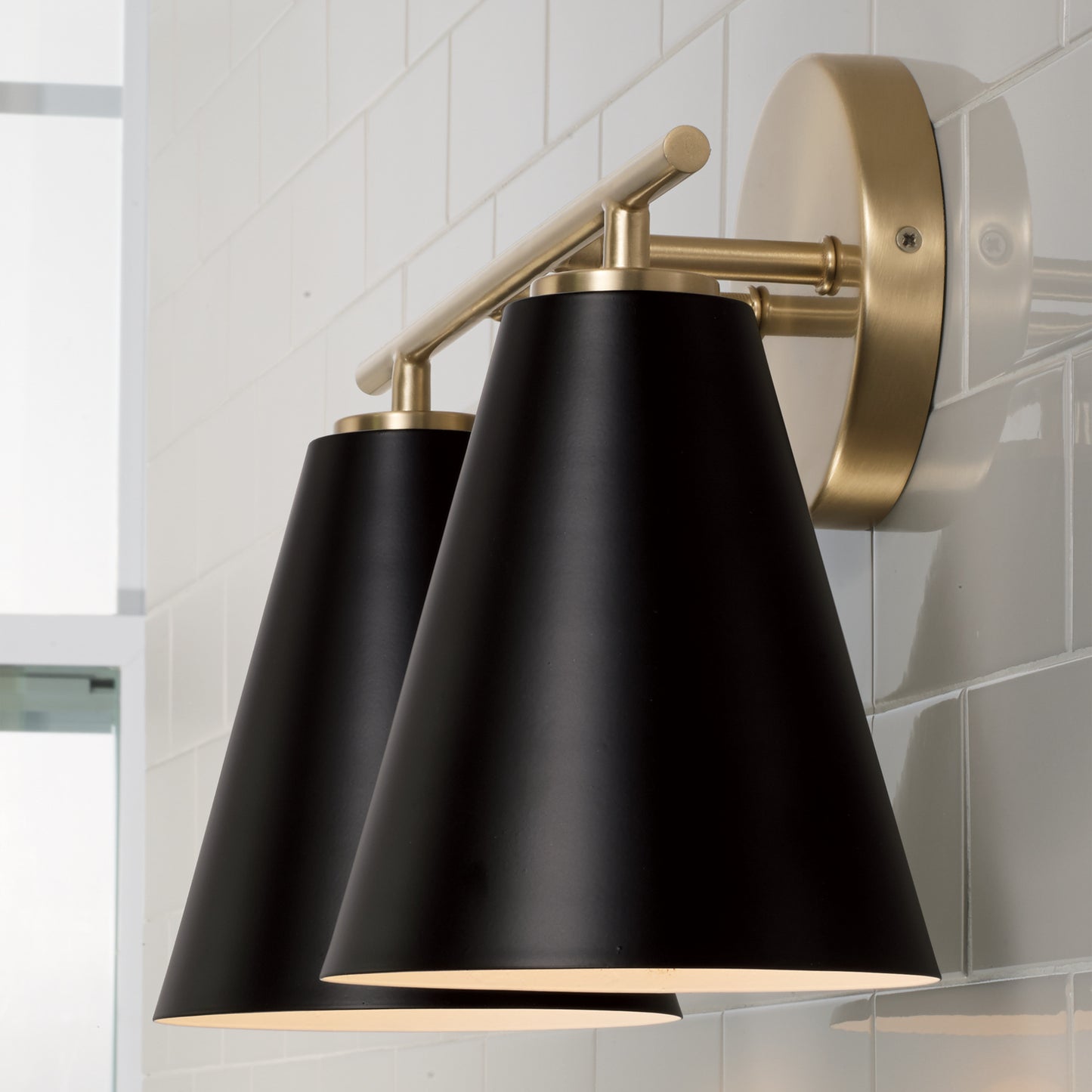 Black Metal Cone 2 Light Vanity