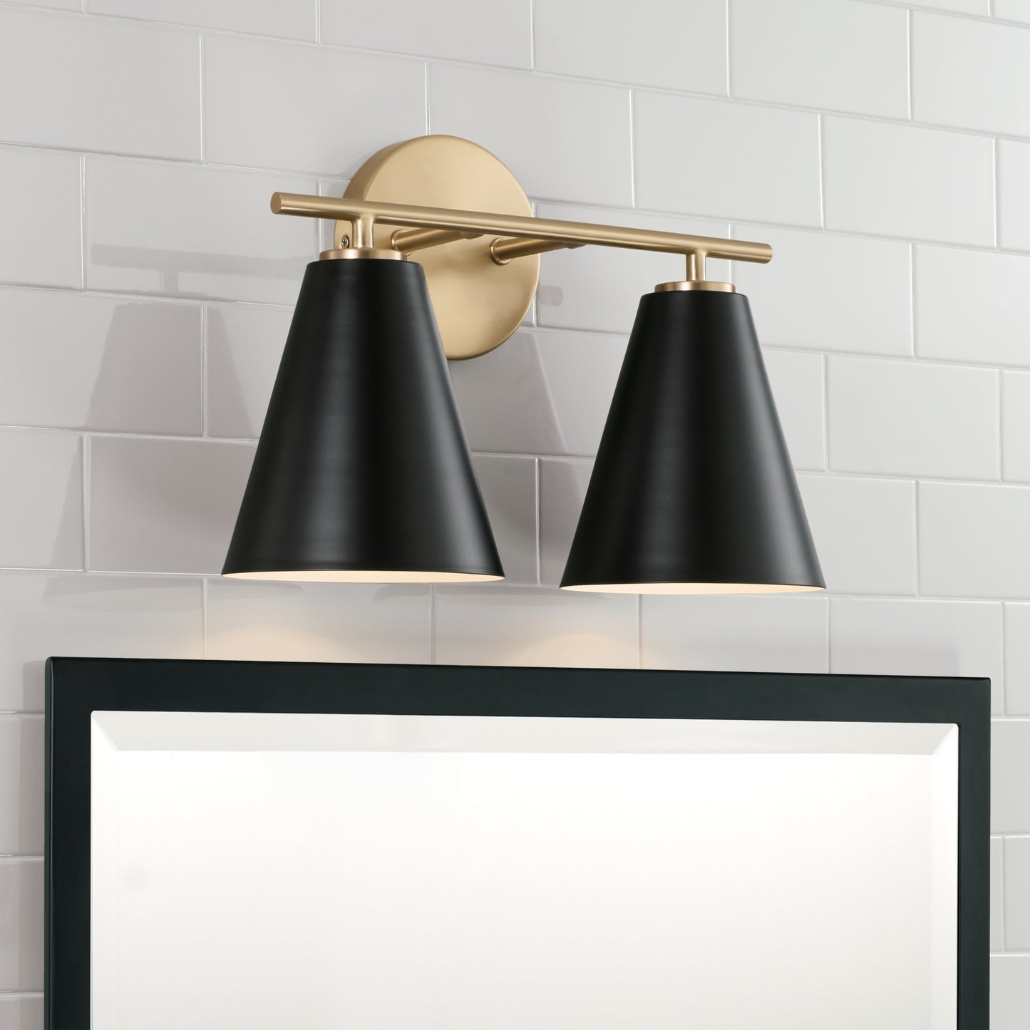 Black Metal Cone 2 Light Vanity