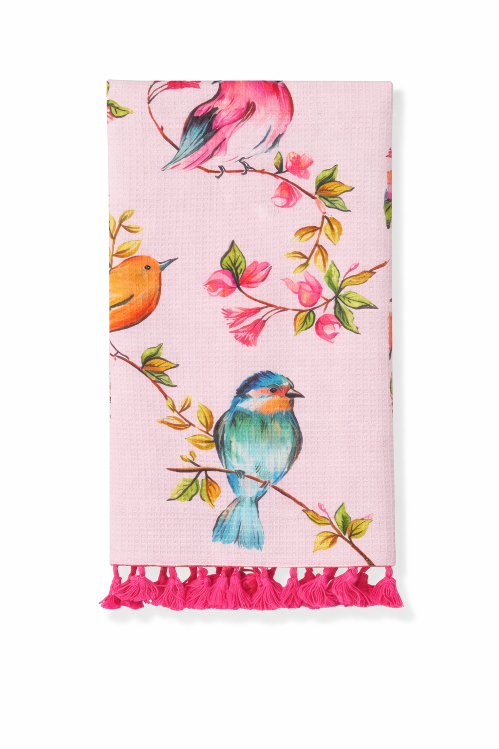 Pink Avian Bloom Tea Towel