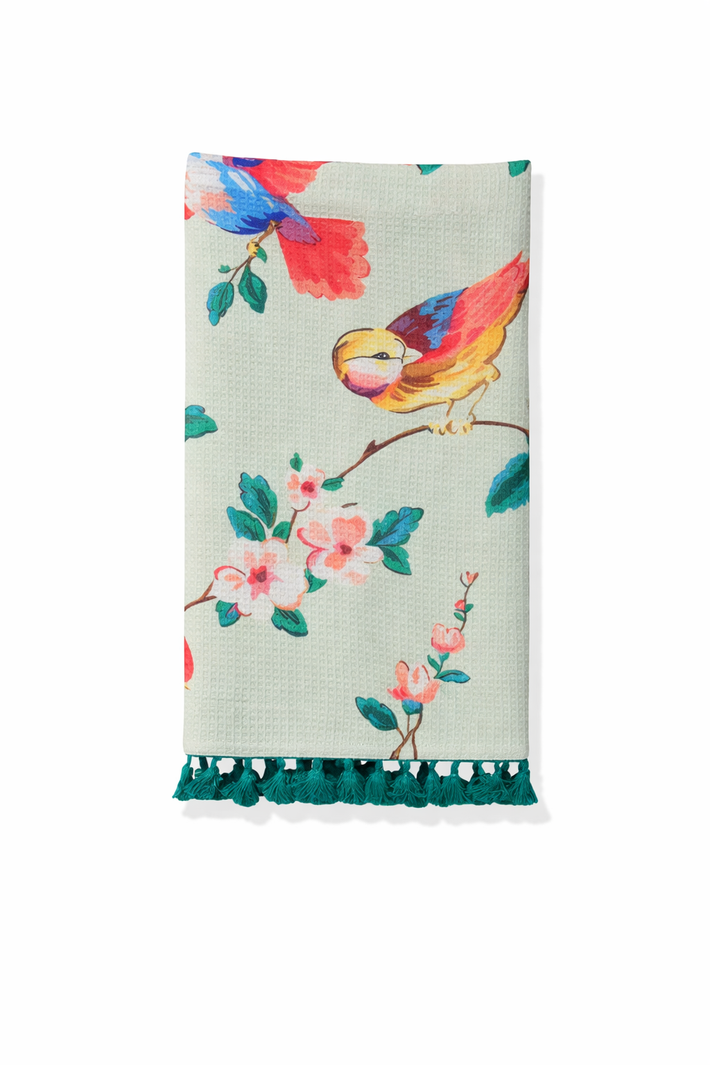 Green Avian Bloom Tea Towel